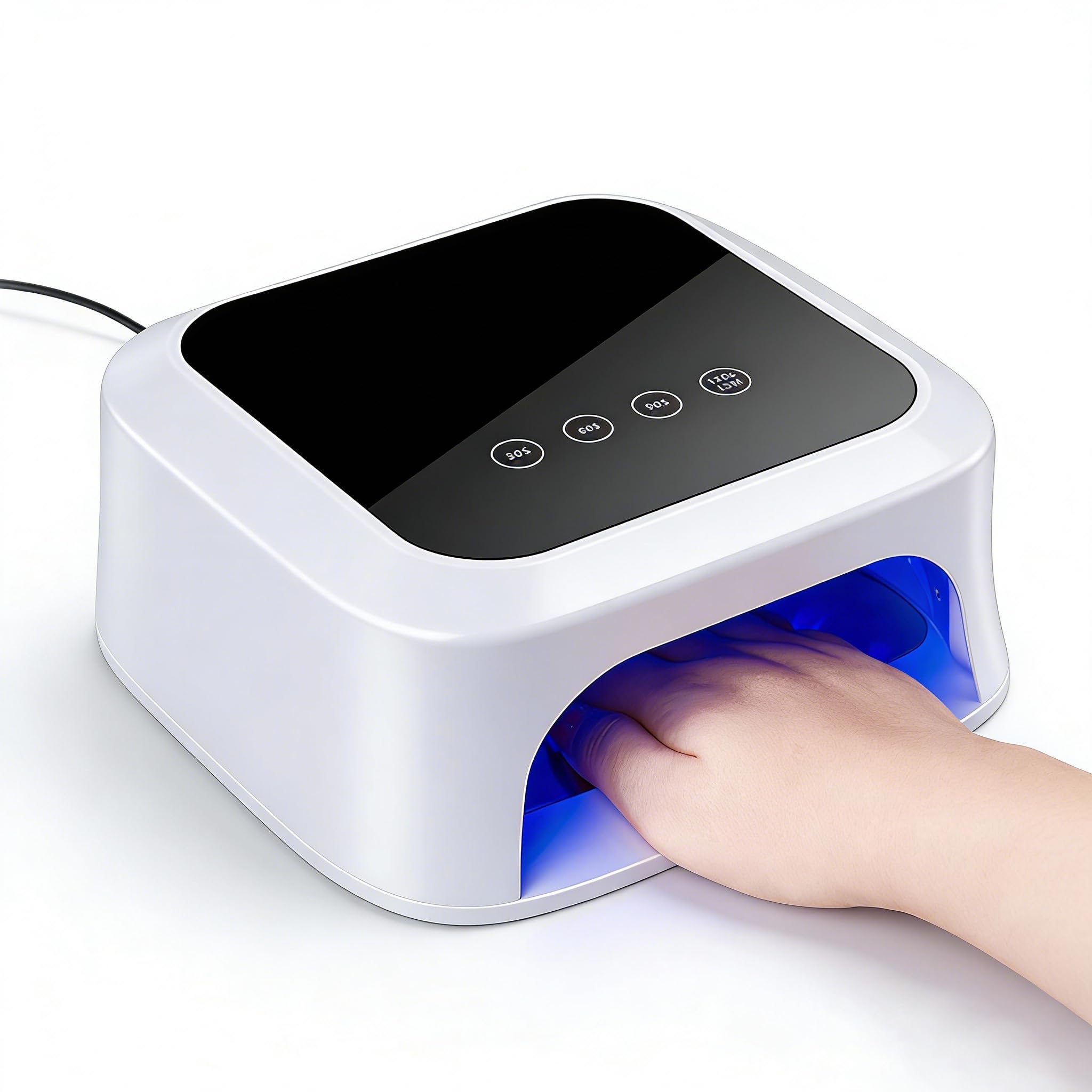 UV LED Nail Lamp with Detachable Reflective Base,36 Beads Large LCD Screen, Auto Sensor & 4 Timer Settings,Nail Dryer Lights for Acrylic Nail Gels - Professional Gel Polish Dryer for Home & Salon Use White