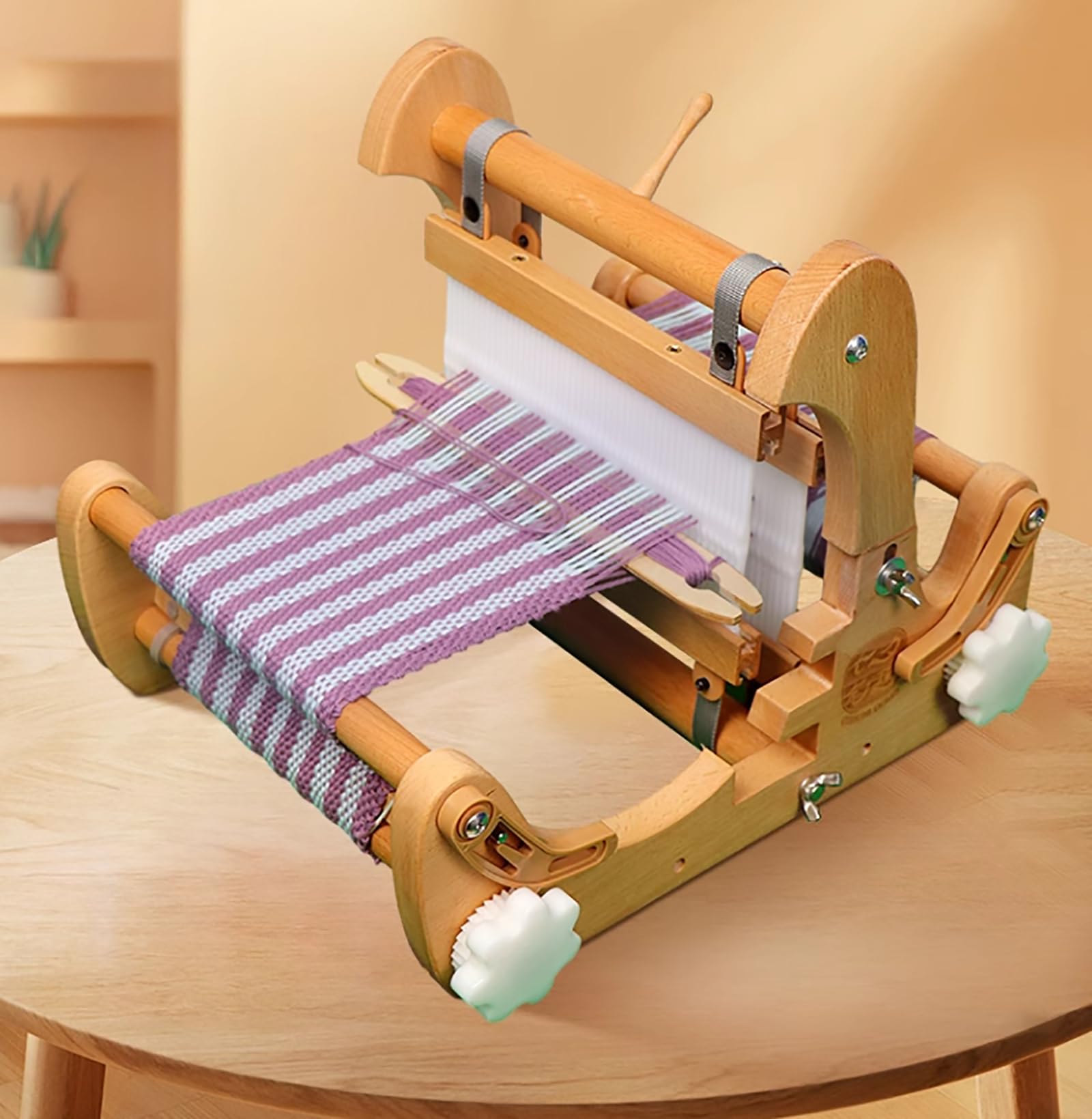 McbeAn Portable Tabletop Loom, Max Weaving Width 20cm, Foldable Weaving Equipment for Adults Kids, for Scarves, Small Tablecloths, Tea Mats, Coasters