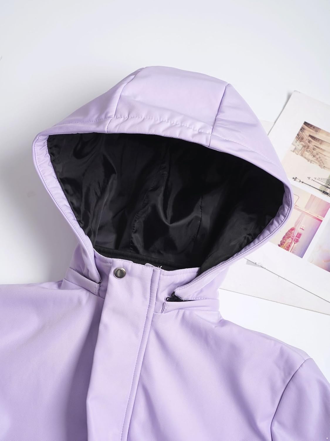 Kids Ski Jacket Girls Waterproof Winter Coat Long Sleeve Sport Skiing Snowboarding Outerwear with Hood