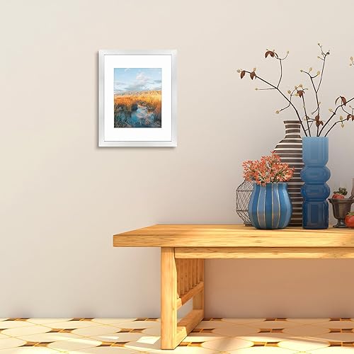 Miniatura 5 de Golden State Art, Portarretratos plateado de 11 x 14 pulgadas con paspartú marfil para mostrar fotos de 8 x 10 pulgadas, cristal real (paquete de 4)