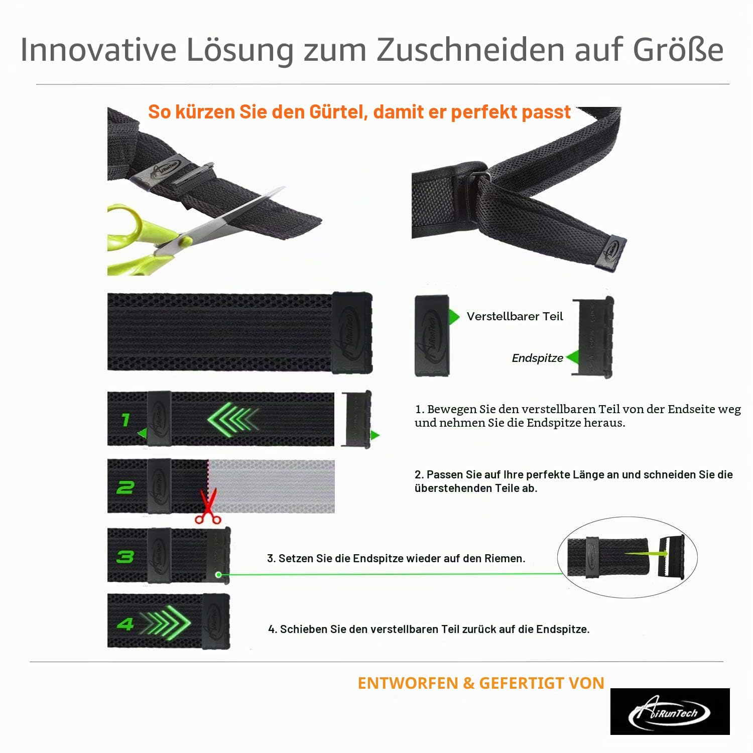 AiRunTech Laufgürtel mit Flaschen, Zero Bounce Design für Laufen, Triathlon, Ironman, Marathon, 10 K, 5 K, Traillänge für die meisten Smartphones(2 x 175 ml) Schwarz