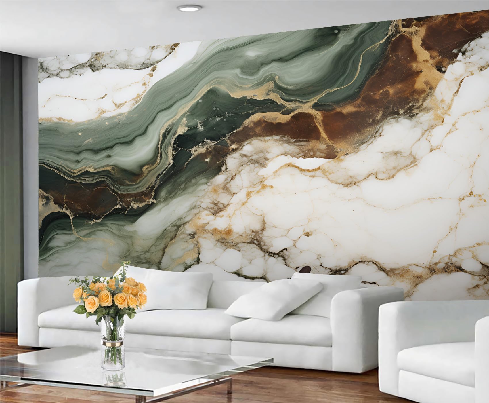 YXQAIED Marble Wallpaper, Multicolor Marble Bedroom Wallpaper, Abstract Geometry Wall Paper for Living Room, Not Self Adhesive Retro Crack Photo 3D Wall Murals & Room Decor, 100x70cm
