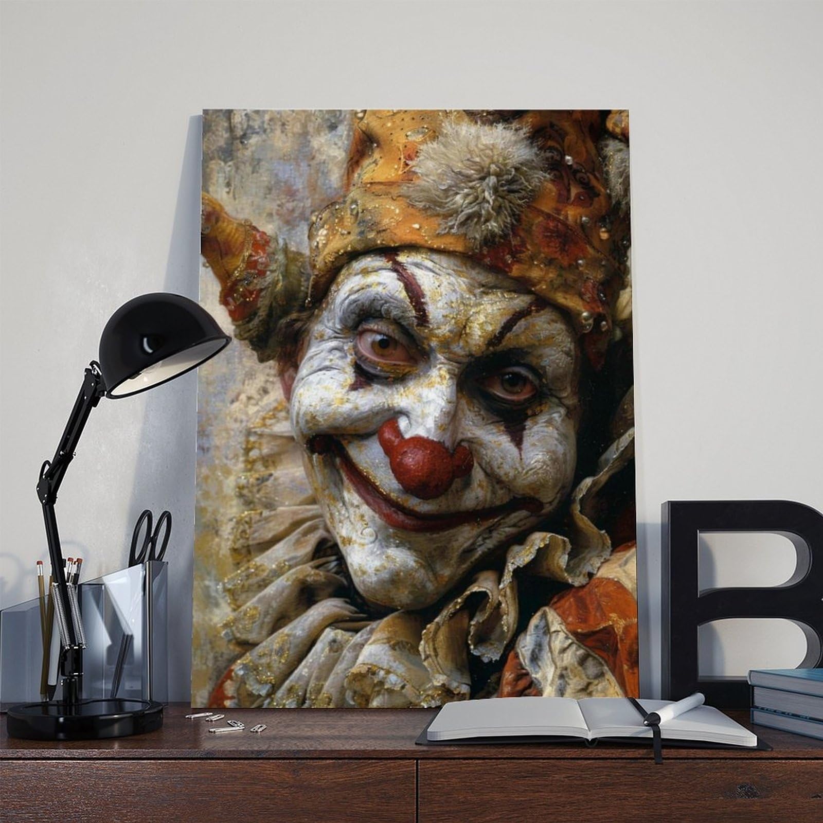 QOTOPGPG Stampa artistica su tela, motivo: Commedia Dell'Arte, decorazione artistica da parete per soggiorno, camera da letto, 60 x 90 cm