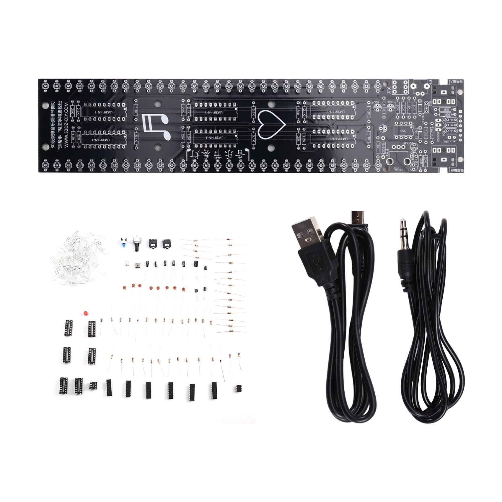 UDSKNV[KSL 30 Sections DIY LED Audio Level Indicator Light Music Spectrum Display Rhythm Light Type-C USB Colorful Atmosphere Lamps