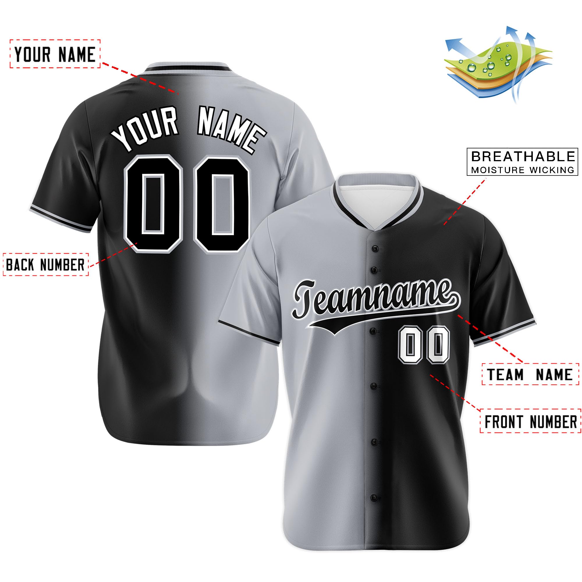 Custom Gradient Baseball Jersey Personalized Baseball Shirts Stitched Your Name Number for Men Women Youth