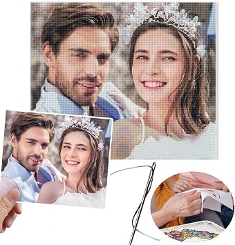 Ayervici Personalized Cross Stitch Kits Custom Photo Embroidery Kit Set Make Your Own Photo DIY Painting Full Embroidery Cross Stitch 12"*16"/30 * 40CM