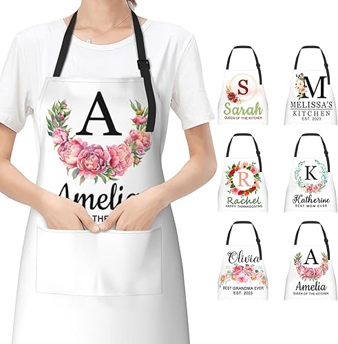Miniatura 1 de Boffihuxaw Custom Personalized Kitchen Aprons for Men Women with Pockets Customize Photo Logo Picture Name Chef Cook Apron
