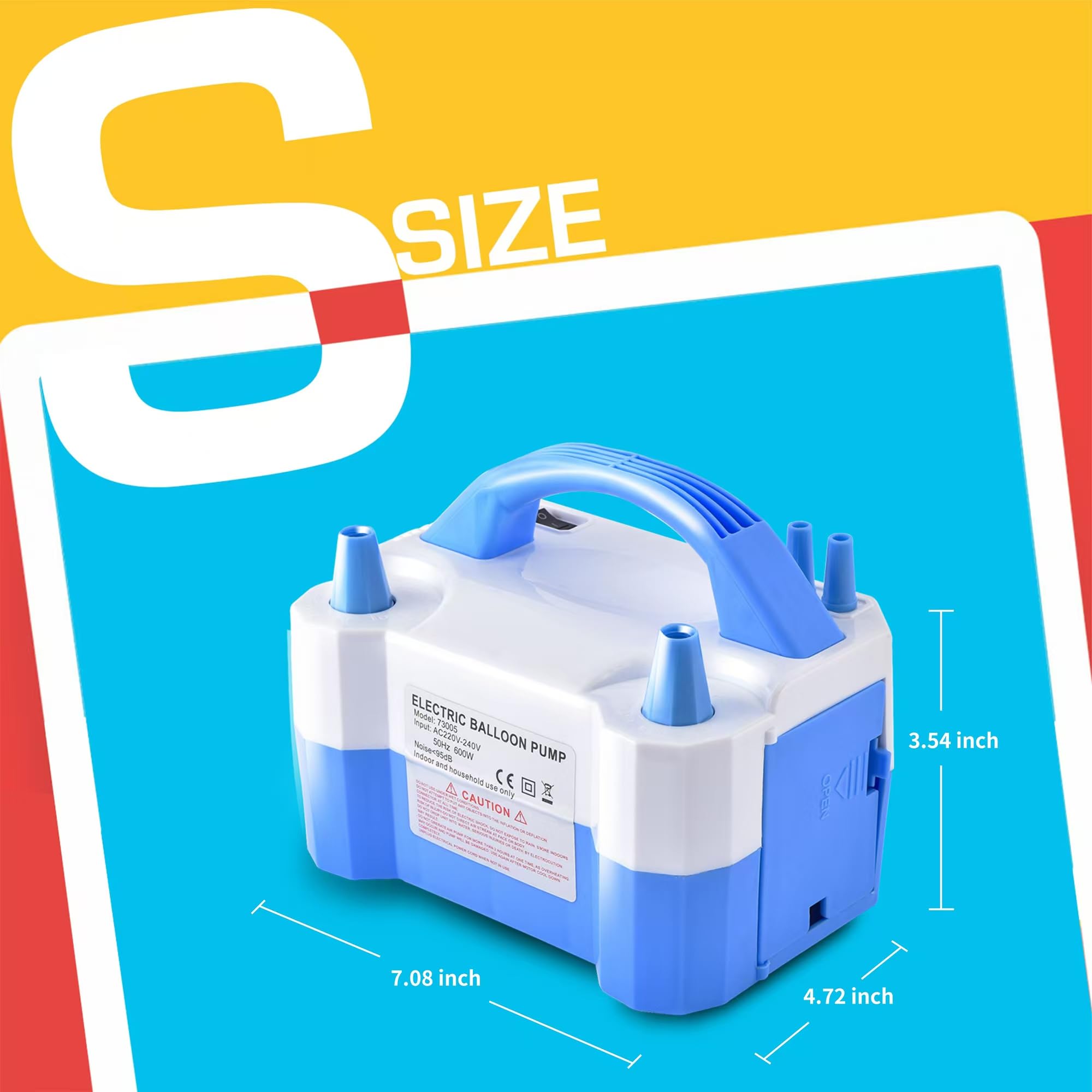 Bomba eléctrica para Globos de Aire, inflador/soplador de Globos eléctrico portátil de Doble Boquilla para decoración de Fiestas, se Utiliza para llenar rápidamente Globos, 110 V 600 W [Azul]