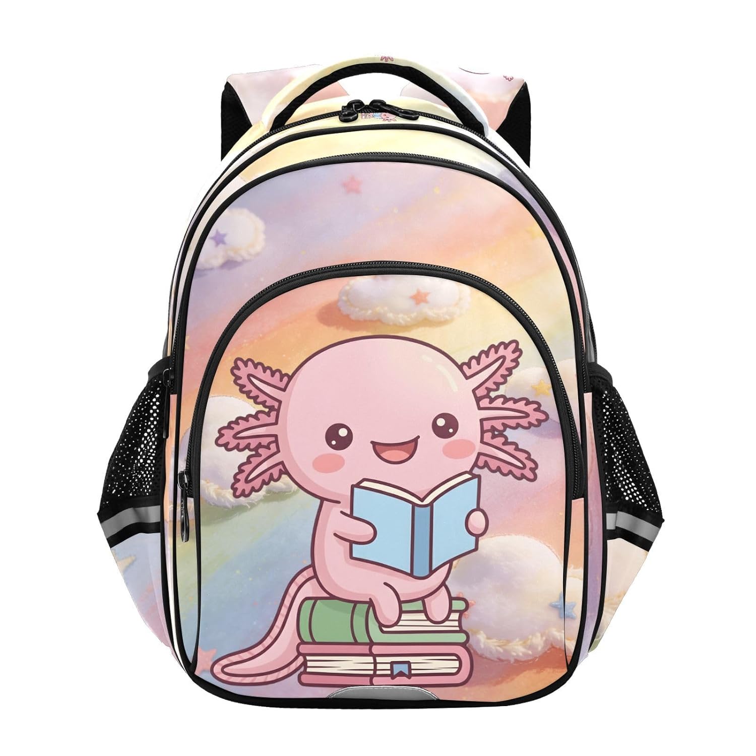Lightweight Backpack Boy Girl Bookbag Cute School Bag Axolotl Daypack M 16L Ages 8-14 Unicorn Pastel