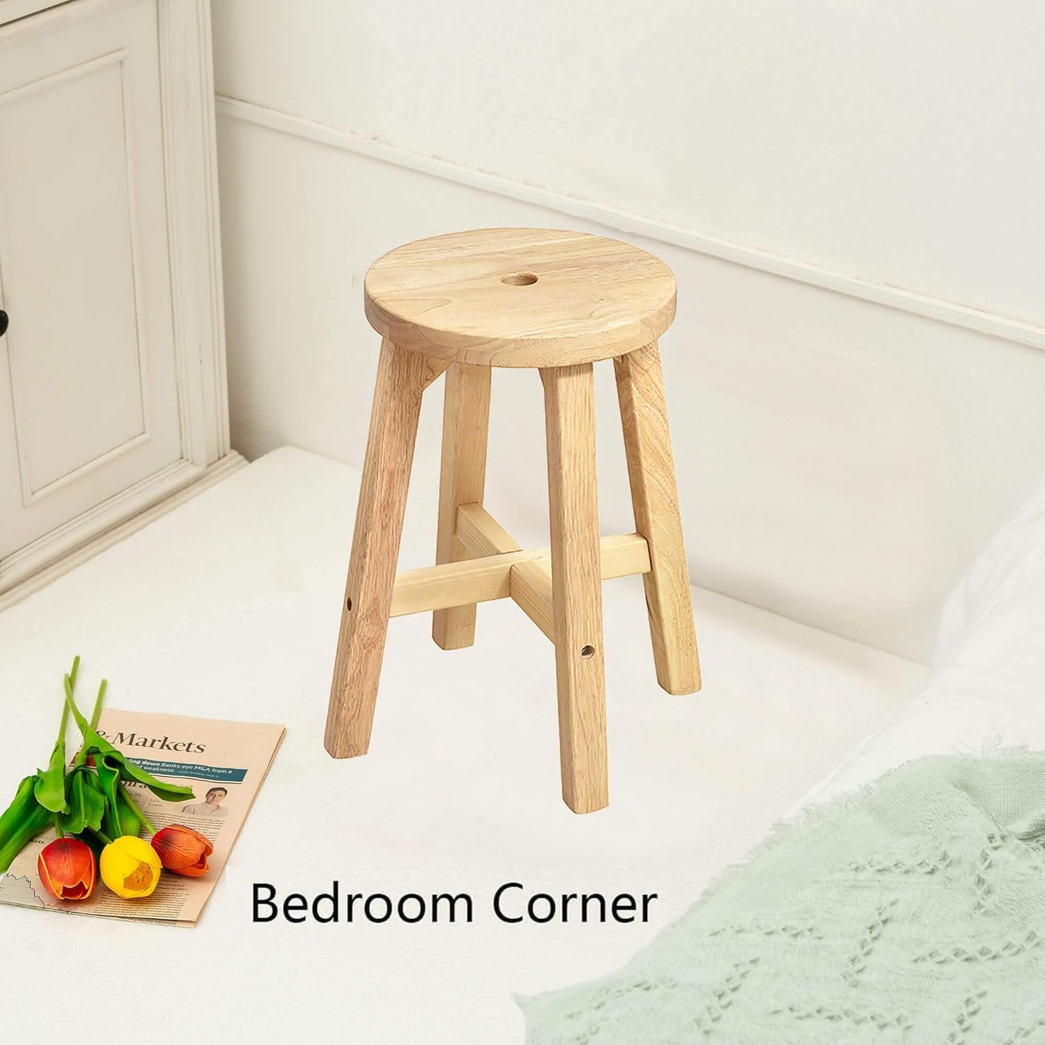 Wooden Stool, Solid Wood Round Stools (Round 18" H)