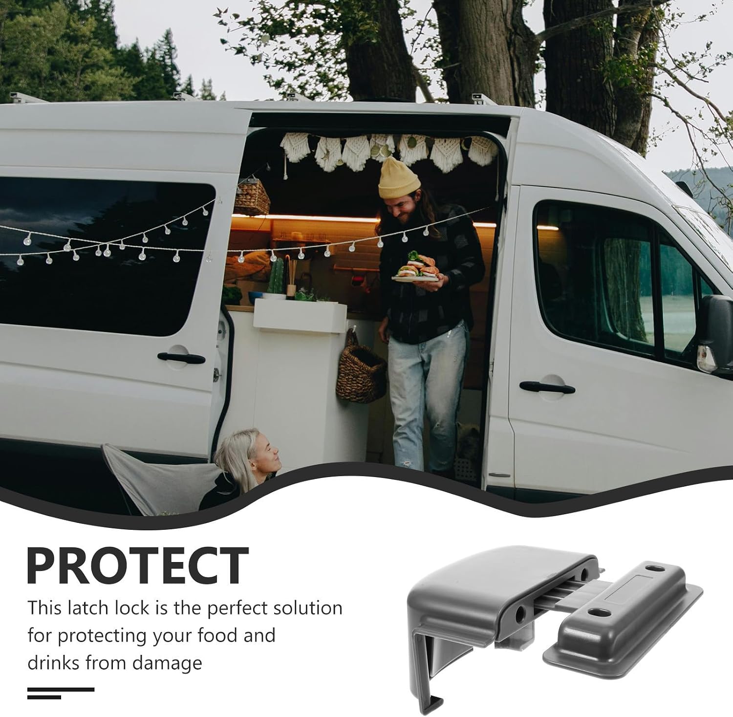 UKCOCO Heavy-Duty Rv Refrigerator Door Lock with Easy Press and Unlock Mechanism, Plastic Safety Latch for Mobile Home and Mobile Spaces to Keep Food and Drinks Secure