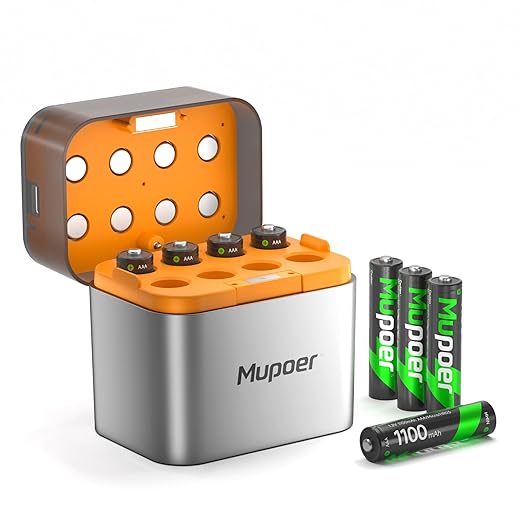 AA / AAA Rechargeable Batteries + Charger (8 Pack)