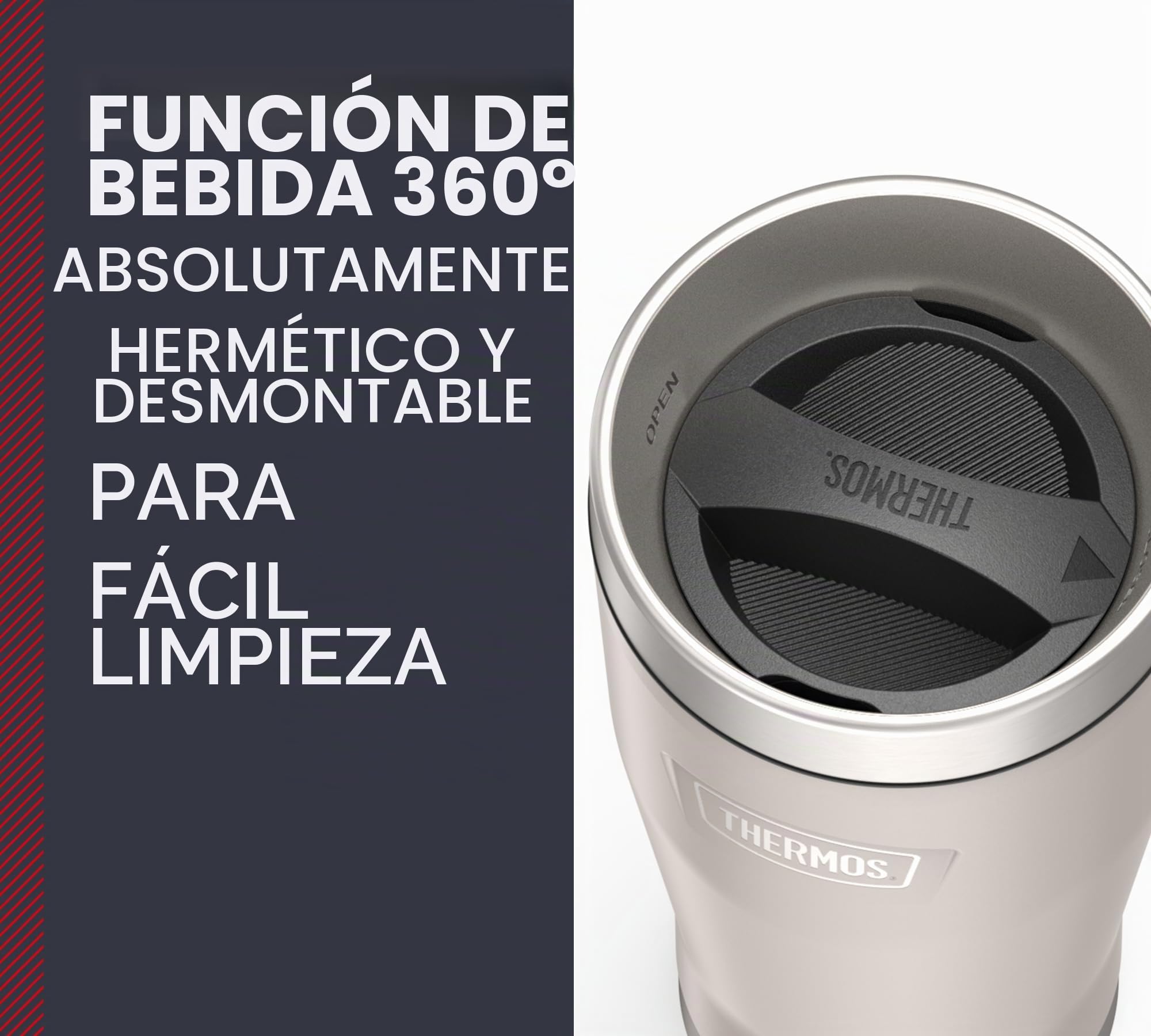 Thermos ICON MUG 0,47 l, beige/sandstone mate, taza térmica de 470 ml, taza de café para llevar de acero inoxidable, vaso aislante, 7 h de calor/22 h frío, apto para lavavajillas, absolutamente