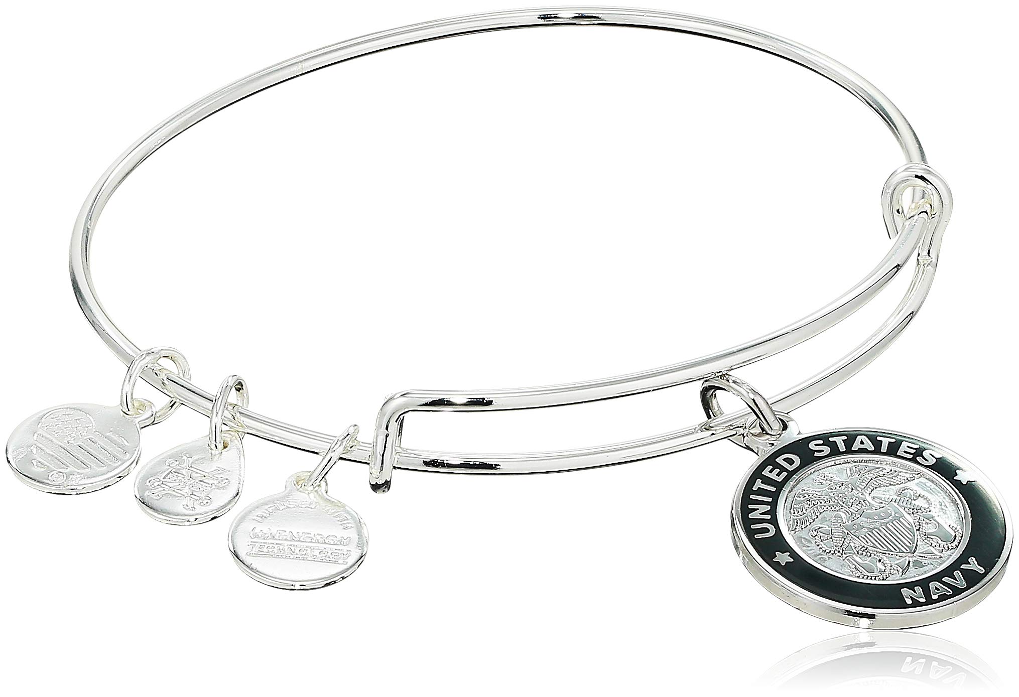 Alex and AniCollaborations Expandable Bangle for Women, United States Armed Forces Charm, Shiny Finish, 2 to 3.5 in