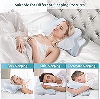 Vista 3 de DONAMA - Almohada cervical para cuello y hombros, diseño de espuma viscoelástica contorneado, soporte ergonómico para dormir de lado, espalda o boca
