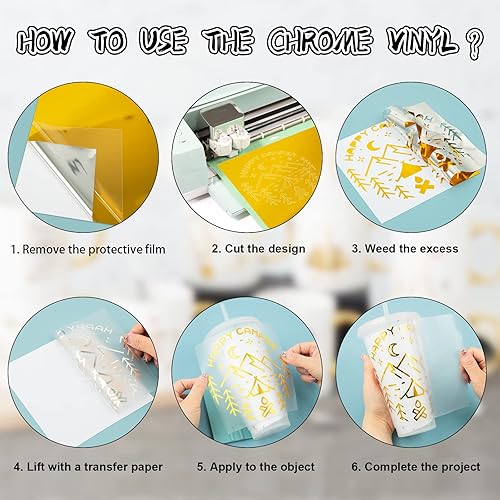 Miniatura 3 de Hoja de vinilo holográfica de cromo para manualidades, 12 x 60 pulgadas (1x5 pies), para cameo y otros cortadores de manualidades para decoración