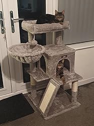 FEANDREA Cat Tree, Cat Tower, Widened Perch For Large Cats, Light Grey PCT51W 695636063347