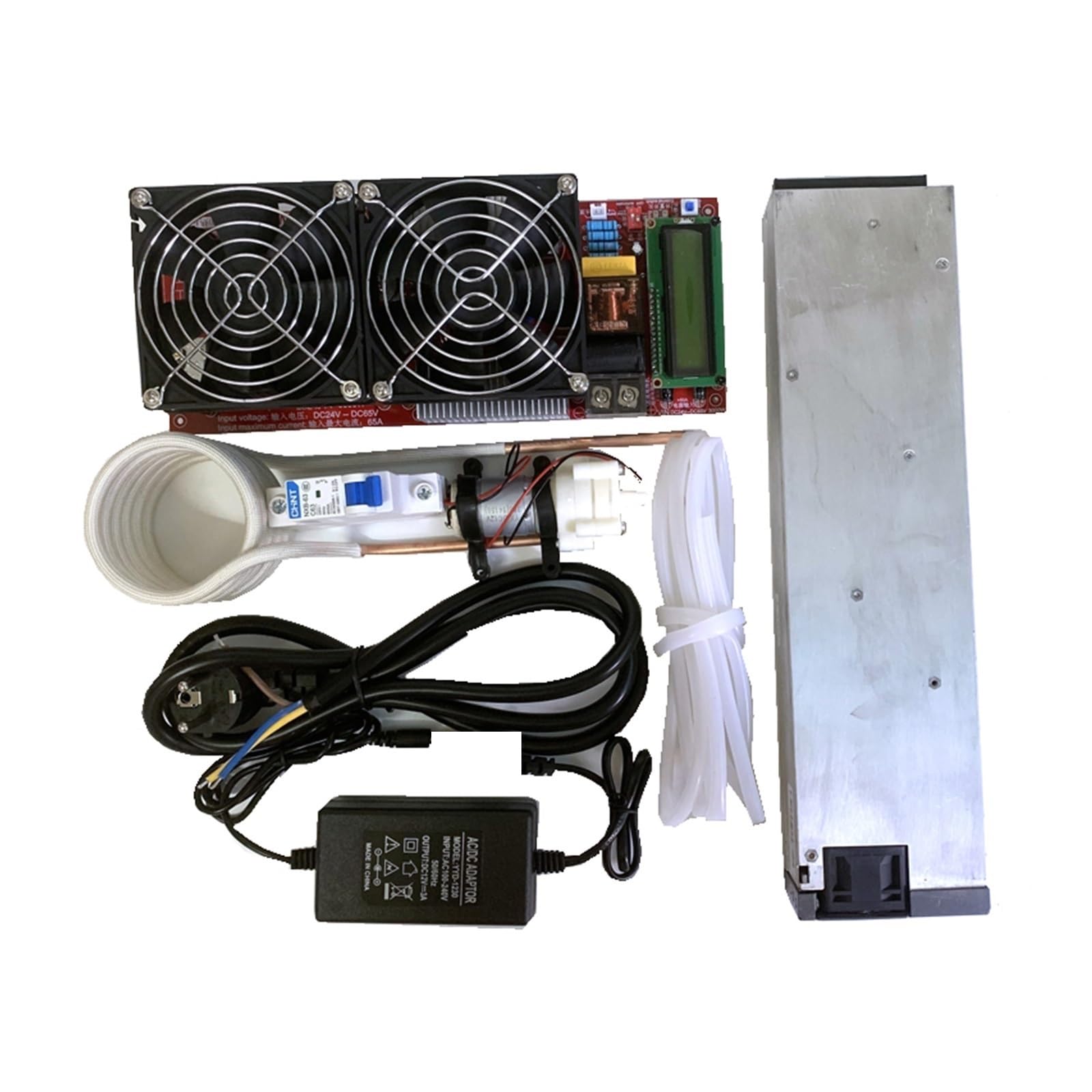 Xzxxzsz Without Crucible Induction Heater, 3000W 55A Zvs High Frequency Induction Quenching Melting Heater Module+ Coil +Pump +Power Supply+Crucible(Without Crucible)