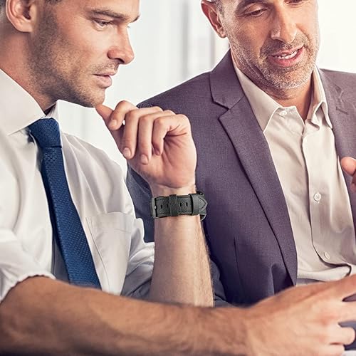 Miniatura 8 de Correa de cuero genuino compatible con correas iWatch de 1.929 in, 1.772 in, 1.732 in, 1.654 in, correas de repuesto de cuero de grano suave