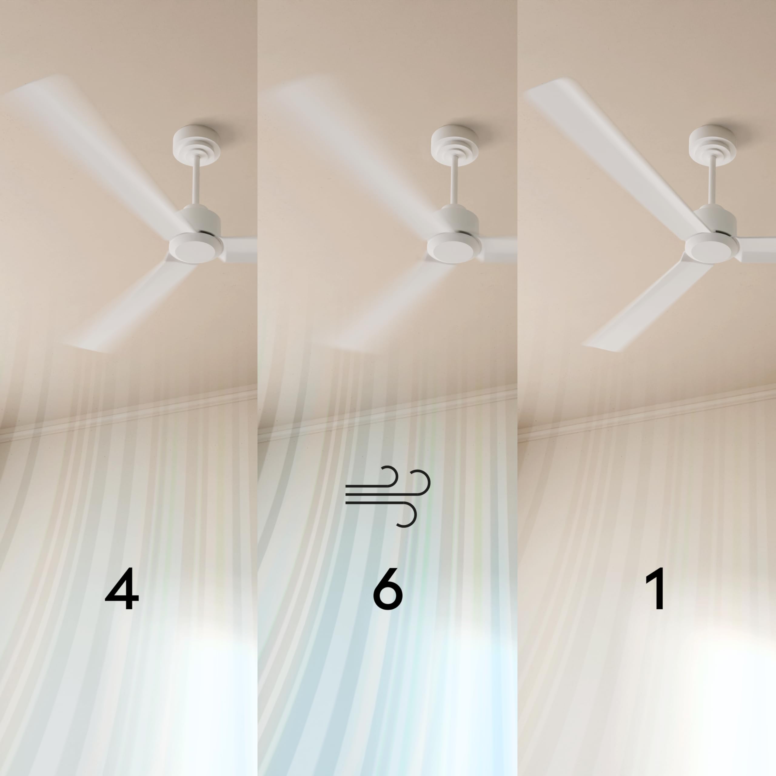 Sulion - Ventilatore da soffitto con luce silenziosa e leggera, potente motore DC, 6 velocità, timer, estate/inverno, luce LED dimmerabile CCT, installazione rapida