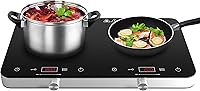 COOKTRON 1800W Double Induction Cooktop: 2-Burner Portable Countertop Burner, 10 Temp/9 Power Levels, Touch Control, Child Lock & 4-Hour Timer