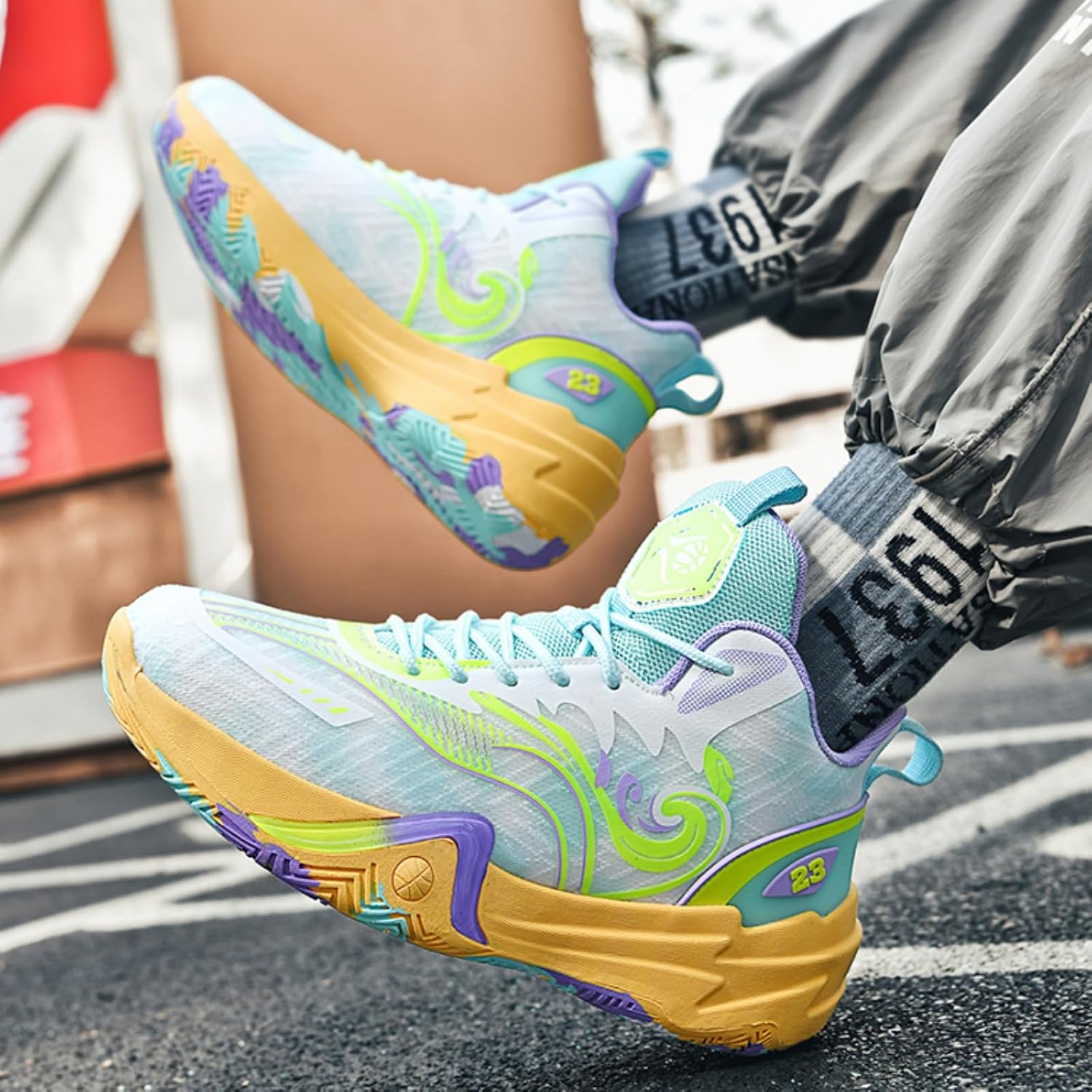 Qiucdzi Basketball Shoes for Womens Fashion Sneakers Breathable Running Shoes Lightweight Tennis Walking Shoes Non Slip Sport Gym Comfortable Outdoor Shoe