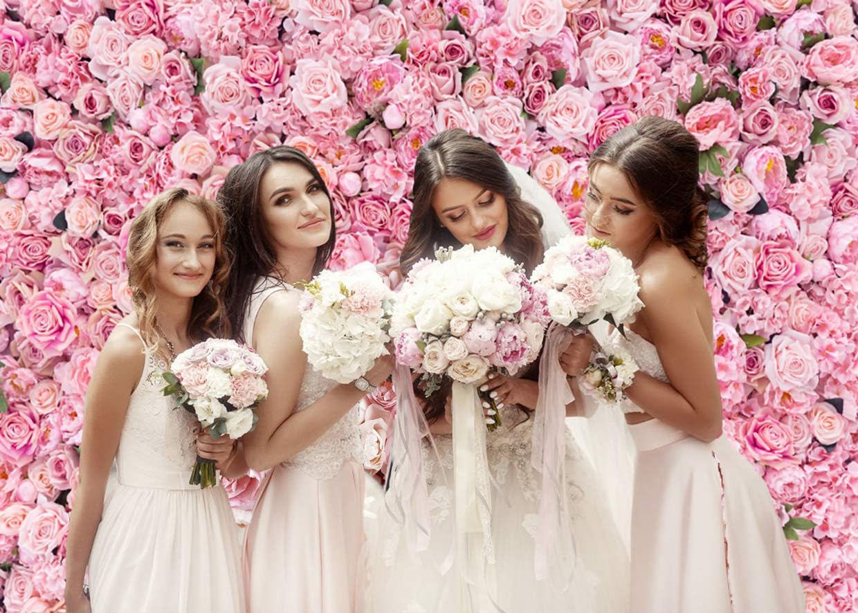 3x2.4m Sfondo floreale parete rosa floreale fotografia ragazze festa di compleanno matrimonio doccia nuziale decorazioni di partito ritratto Photoshoot Banner Photo Booth oggetti di scena