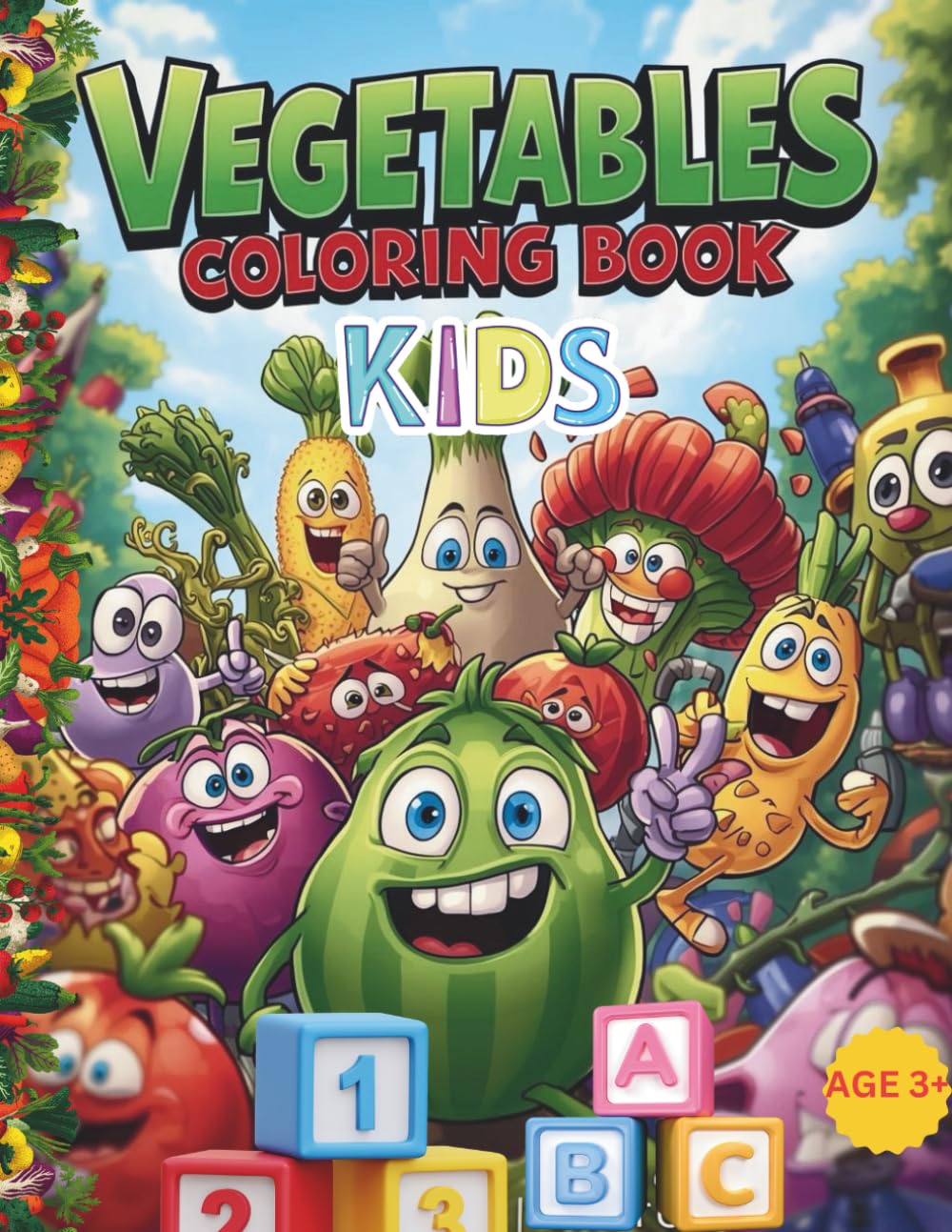 My Big Vegetable Coloring Book for Kids: 36 fun vegetables to color — with colored guide and outline page!