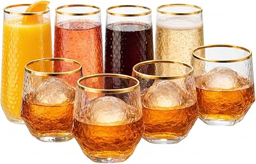 Miniatura 15 de Paquete de 48 vasos de plástico ondulados de origami, 24 flautas de champán sin tallo de 9 onzas y 24 vasos de 12 onzas, vasos de champán