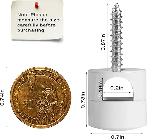 Miniatura 3 de Sangle Sopffy - Paquete de 6 ganchos de plástico para colgar en el techo, iluminación colgante y candelabros, color blanco