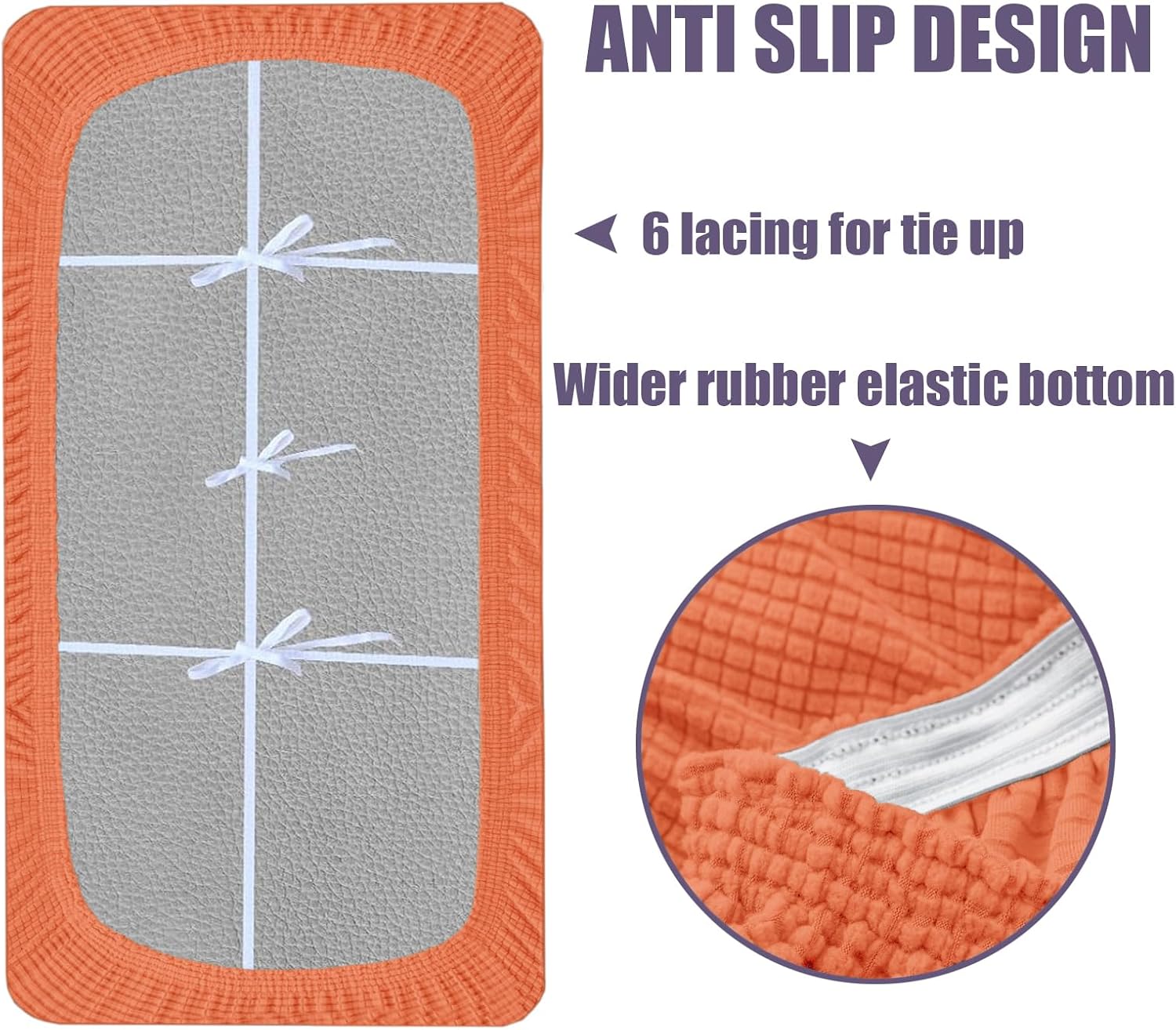 UNBBRRL Stretch Jacquard RV Dinette Cushion Covers Camper Car Bench Cushions Cover with Seat Cushions and Backrest Cushions, Sofa Slipcover for Loveseat or Futon (Orange)