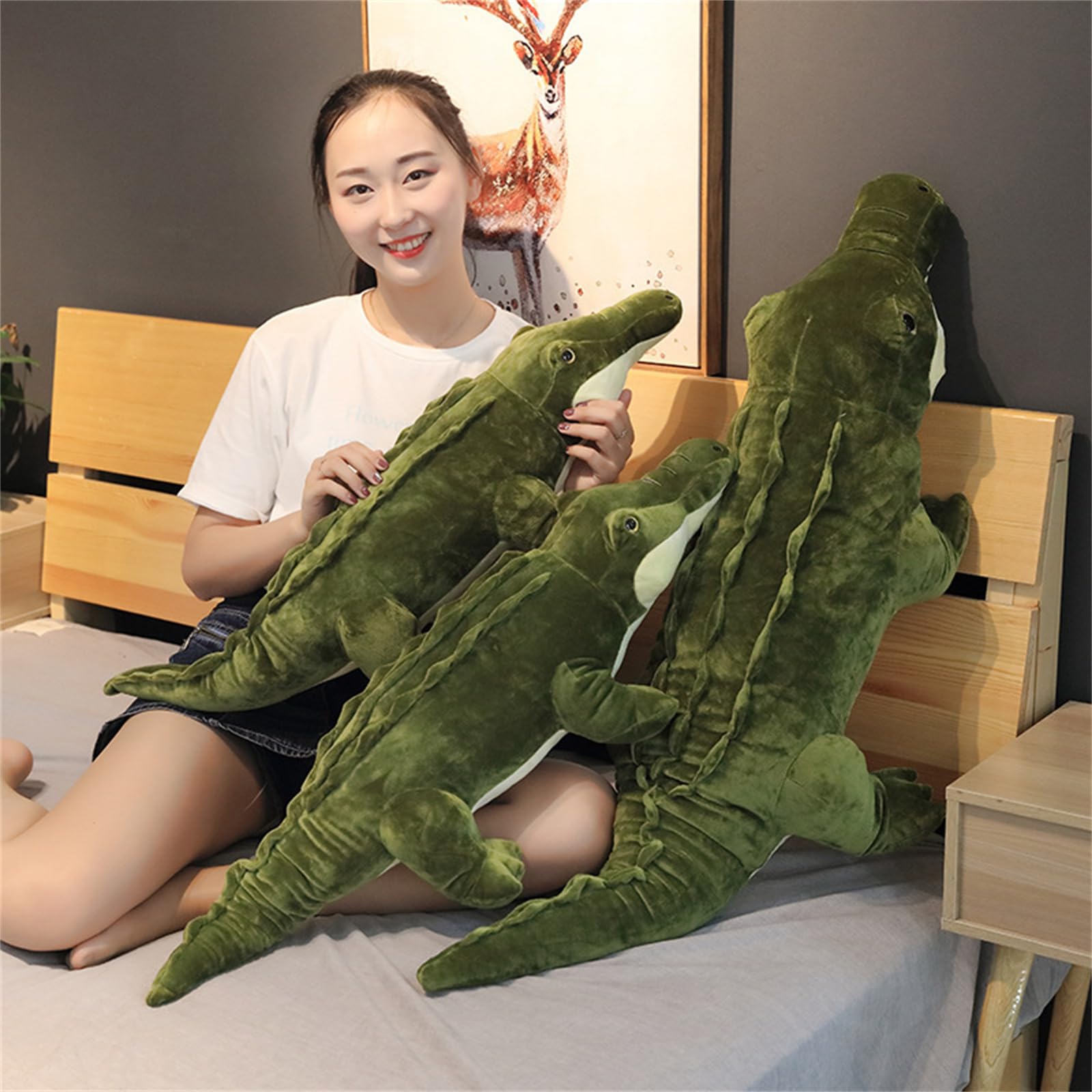 Champracer Plush Toy Crocodile, Cuddly Toy Alligator, Soft and Fluffy Plush Toys, Crocodile Plush Cushion, Gift for Children, Boys, Girls (90 cm, Green) - Image 3