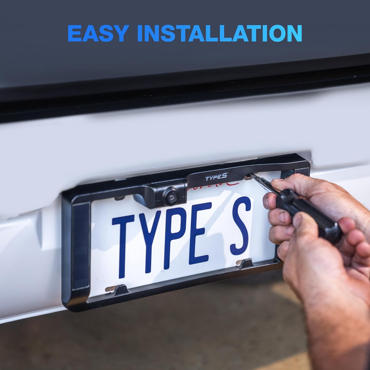 Type S Solar Powered Wireless Backup Camera, License Plate Frame Design, 3-Minute Install, 6” HD Dashboard Monitor, Motion Sensor Activation, Universal Compatibility for Cars, Trucks, RVs
