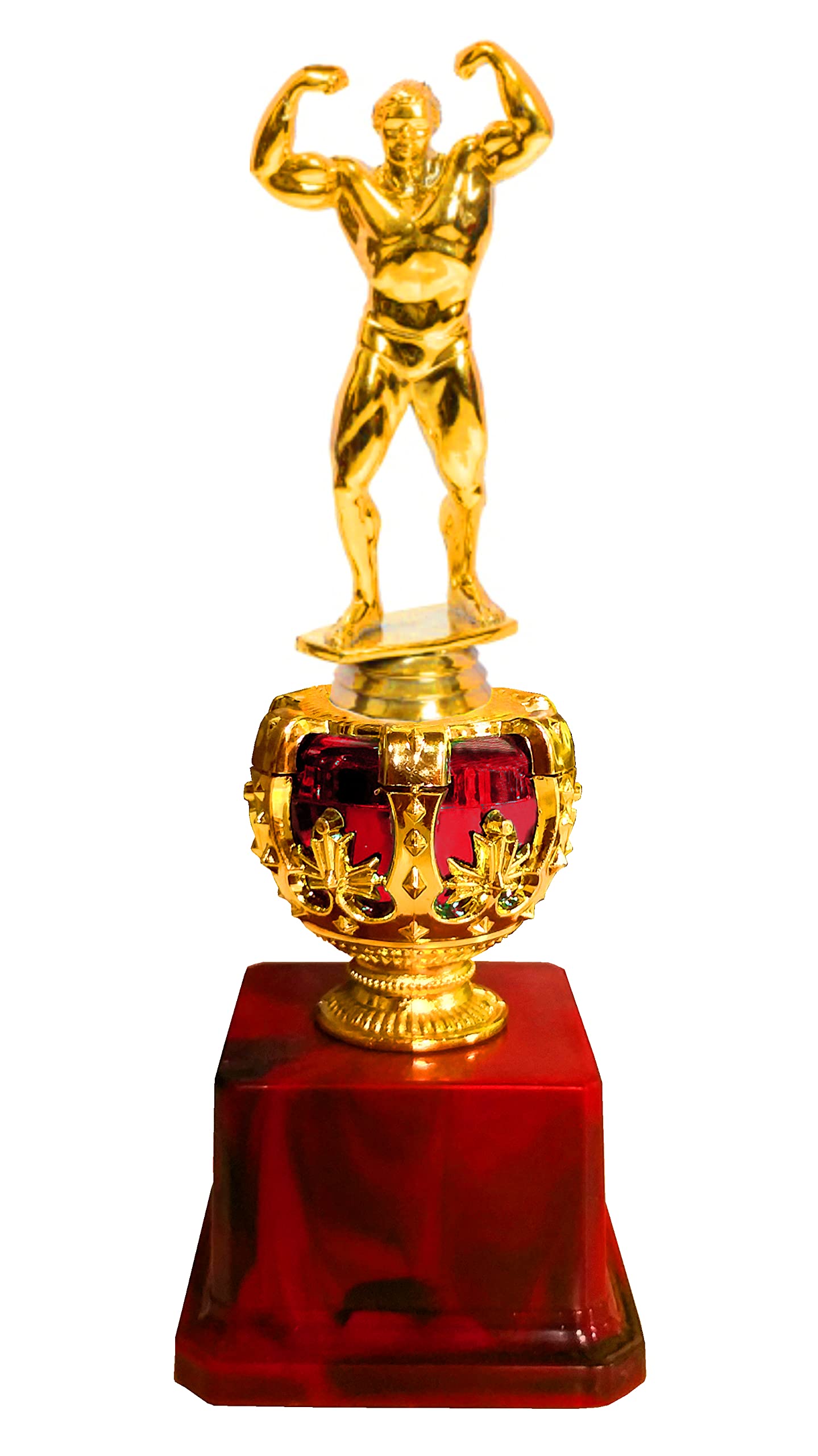 Be Win Winner Golden & Fiber Red Trophy for Body Building Sports Event, Functions & School Games