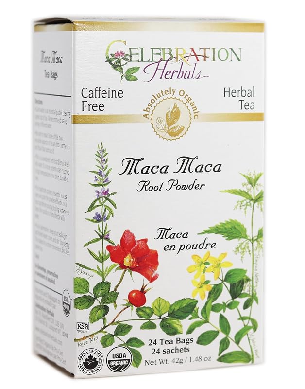 Celebration Herbals Maca em pó orgânica, 24 sachês, 9,07 g