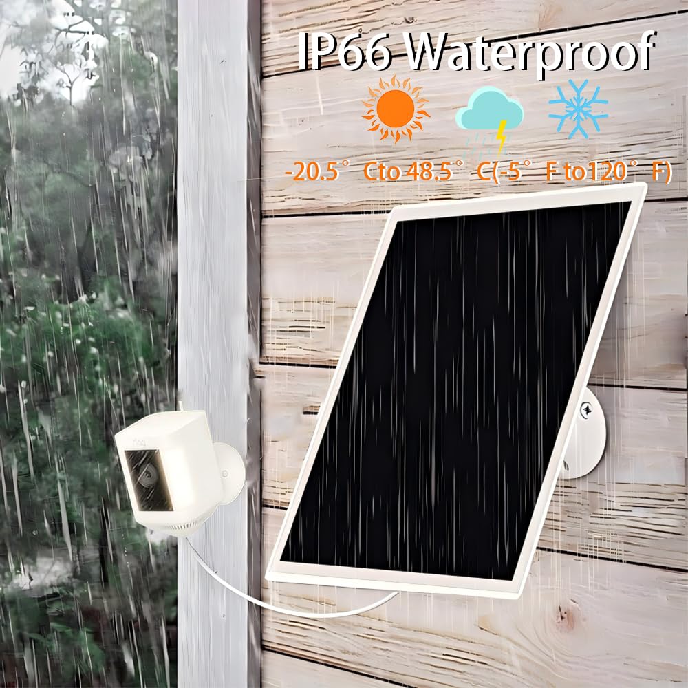 Caricabatterie per pannello solare da 10W/5V,con due connettori DC3.5x1,35 e USB-C, cavo di ricarica da 9,8Ft,compatibile con Ring Spotlight Cam Plus/Pro,batteria Stick Up Cam 2nd/3rd Generation