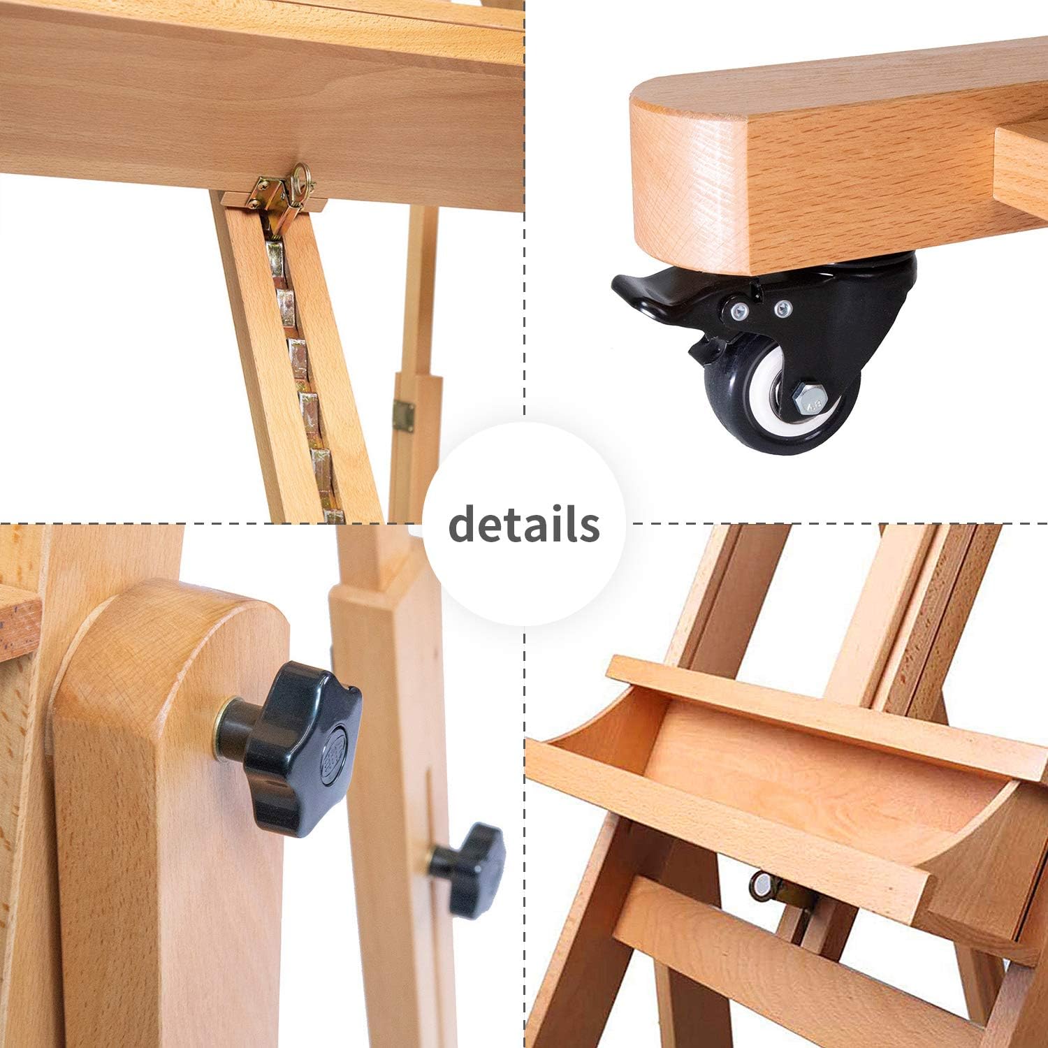 MEEDEN Extra Large Heavy-Duty H-Frame Studio Easel - Versatile Solid Beech Wood Artist Professional Easel, Adjustable Painting Art Easel Stand with 4 Premium Locking Silent Caster Wheels, Hold Max 82" : Arts, Crafts & Sewing