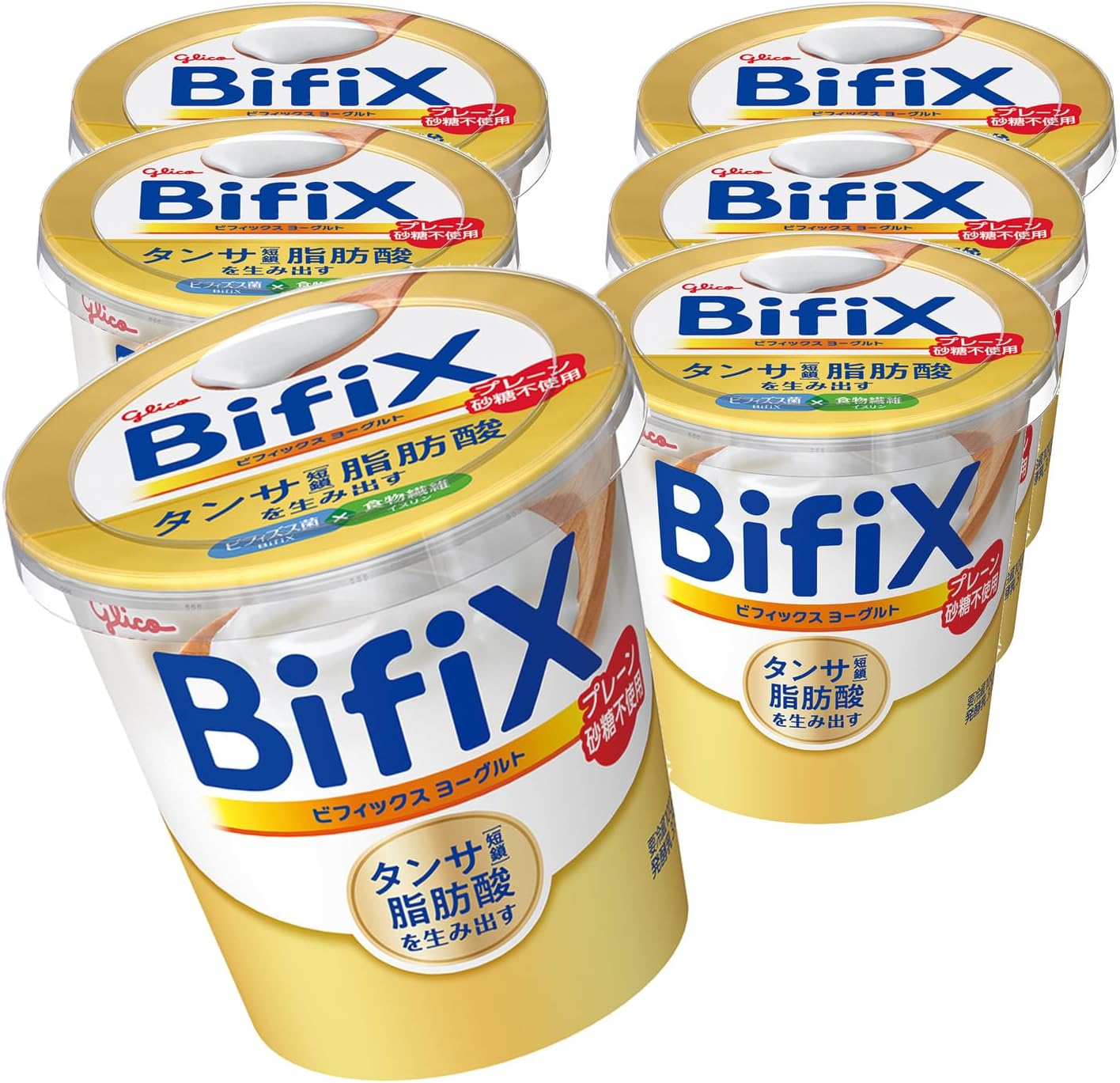 [冷蔵] グリコ BifiXヨーグルト プレーン砂糖不使用 375g×6個 タンサ脂肪酸 ビフィックス ビフィズス菌