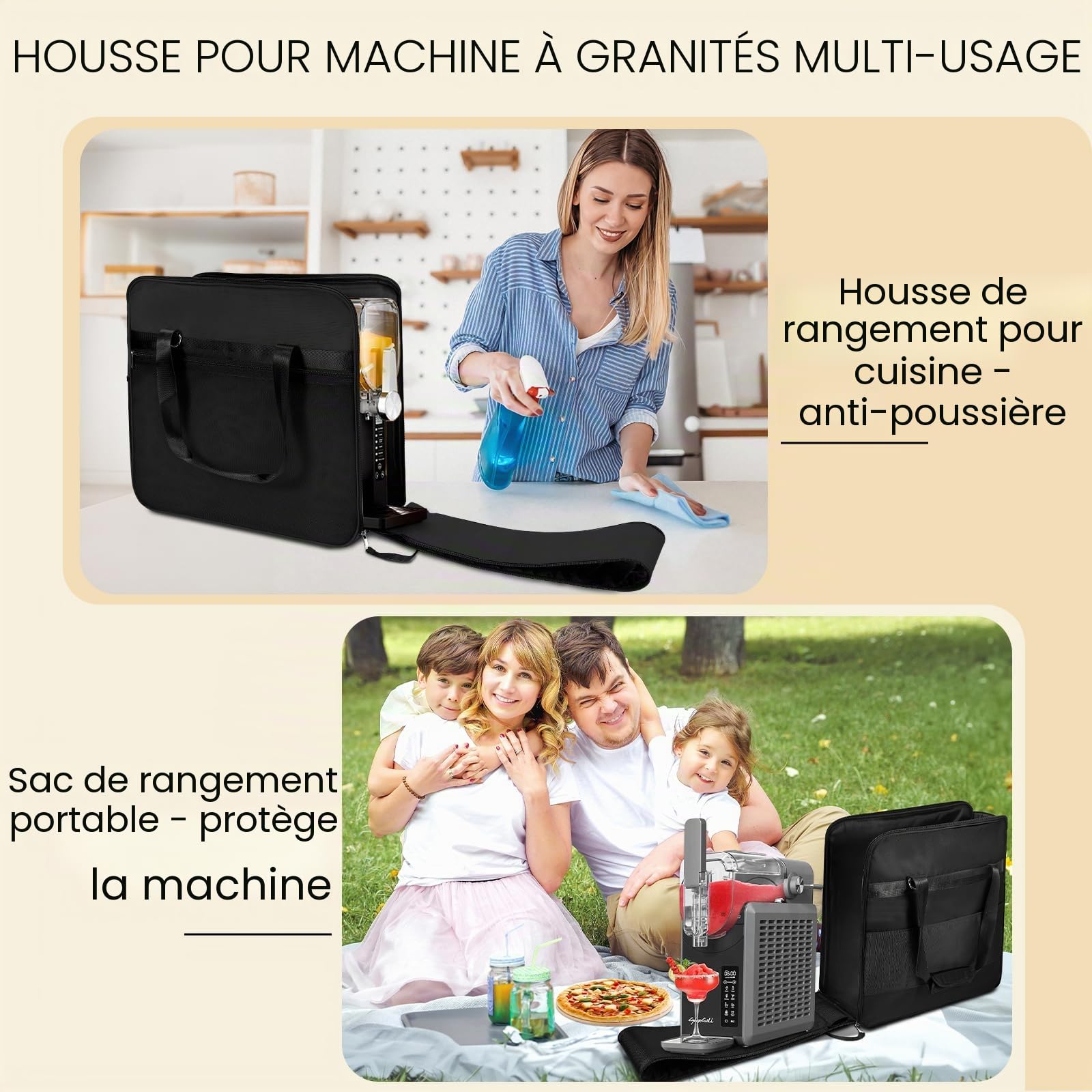 Sac de Transport Portable pour Ninja Slushi Machine FS300/FS301 - Slushie Machine Accessoires, Sac de Voyage pour SLUSHi Machine à Boissons congelées (Ouverture Avant, Noir)
