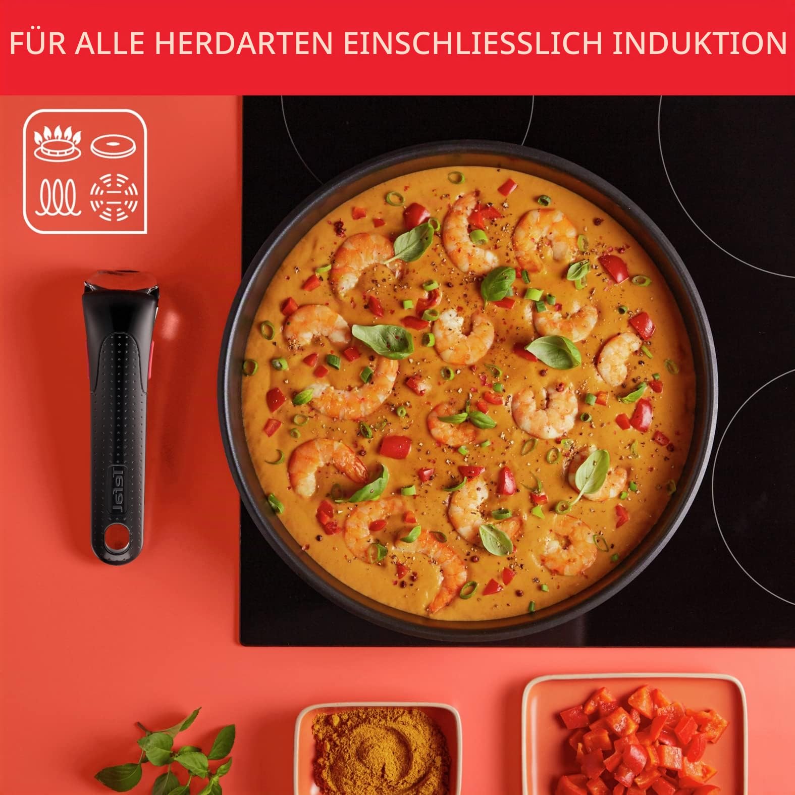 Tefal Ingenio Emotion Kochgeschirr, 13-teilig, Edelstahl, stapelbar, Antihaftbeschichtung, Induktion, L897DS04