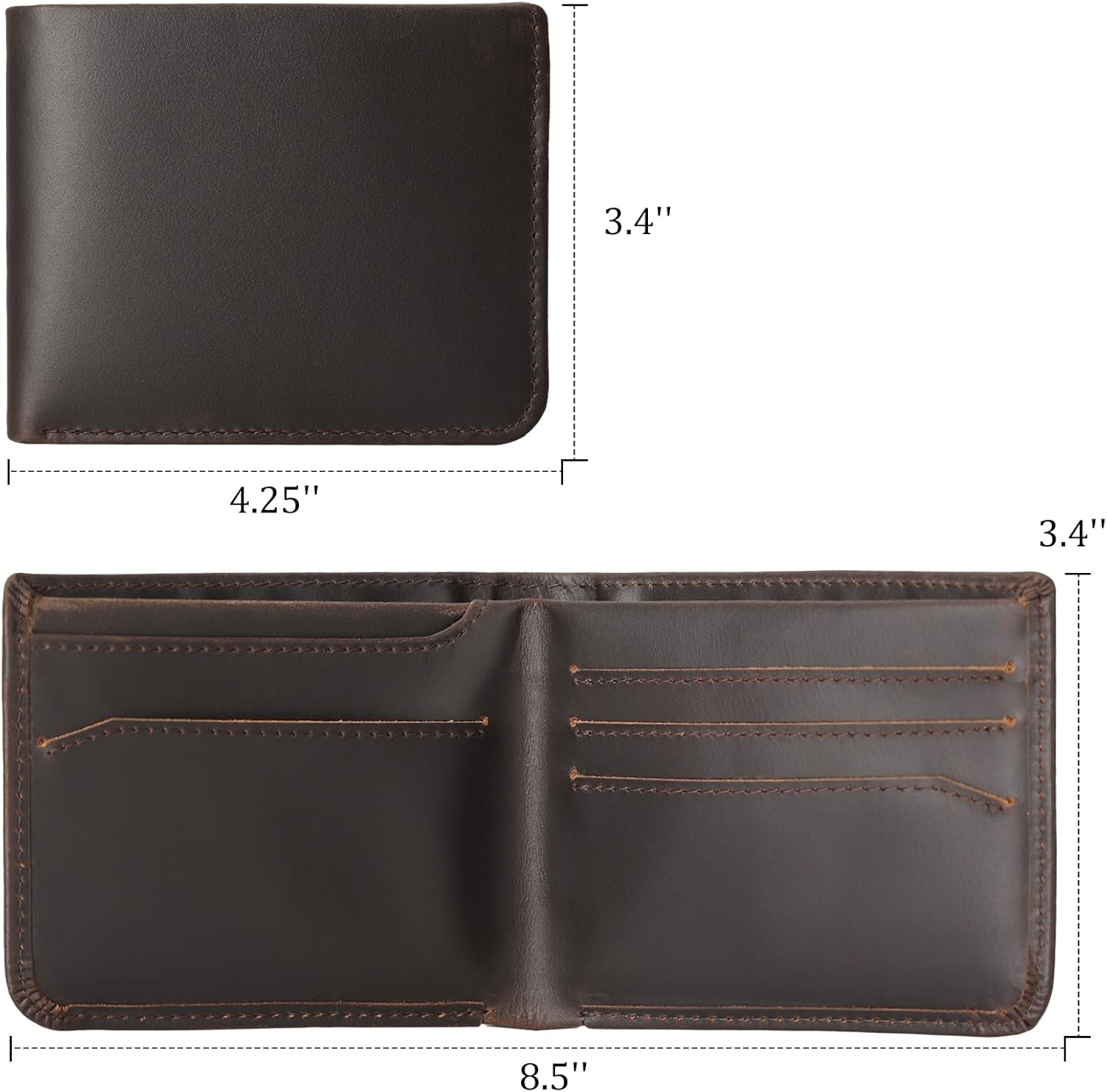 Polare Full Grain Leather Slim Bifold Wallet RFID Blocking Minimalist Front Pocket Travel Wallet Card Case for Men - Image 5