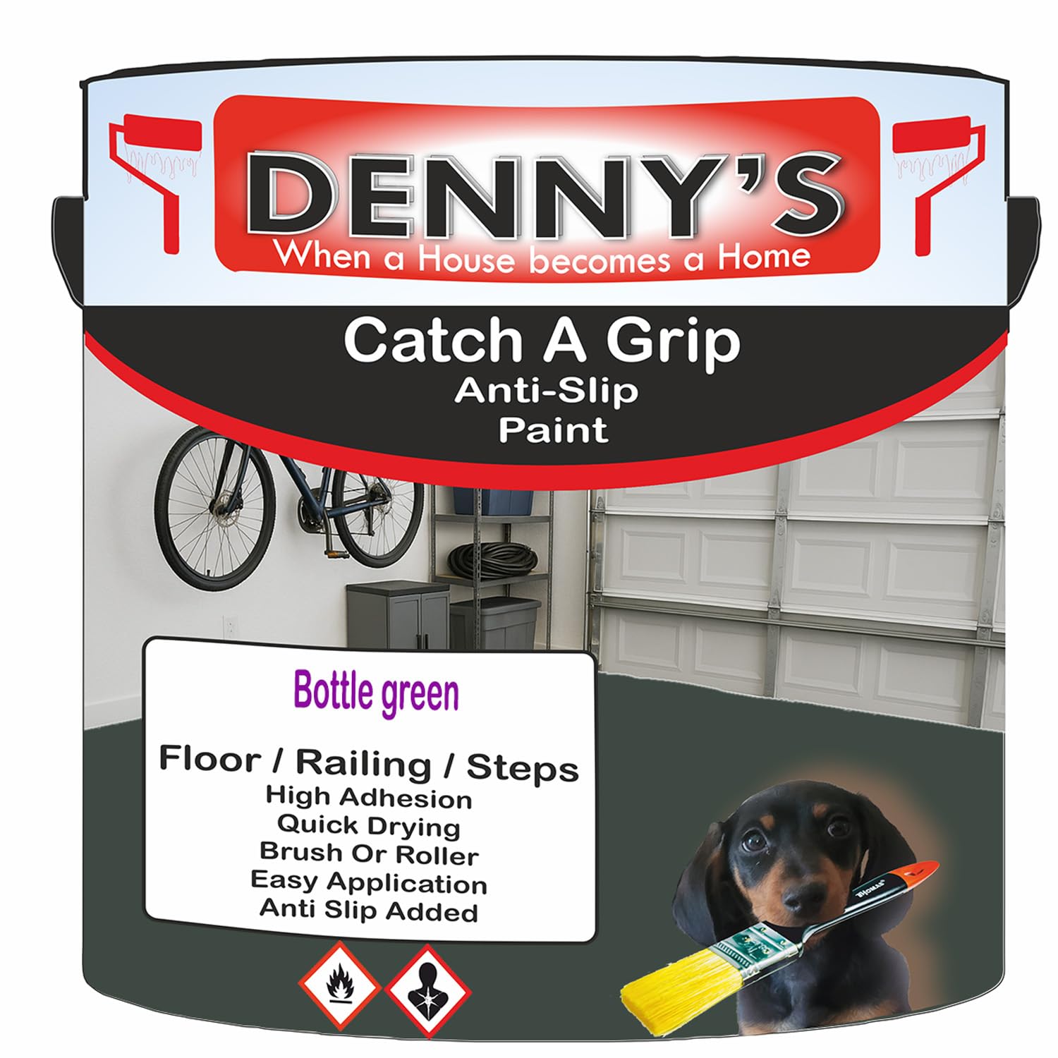SCOOBYS PAINTS BACK IN THE MIX Catch A Grip Anti Slip Floor Paint – Non Slip Coating for Steps, Railings & Garages – 170 Colours, High Adhesion, Quick Dry, Multiple Sizes (Bottle green, 5 Litre Tin)