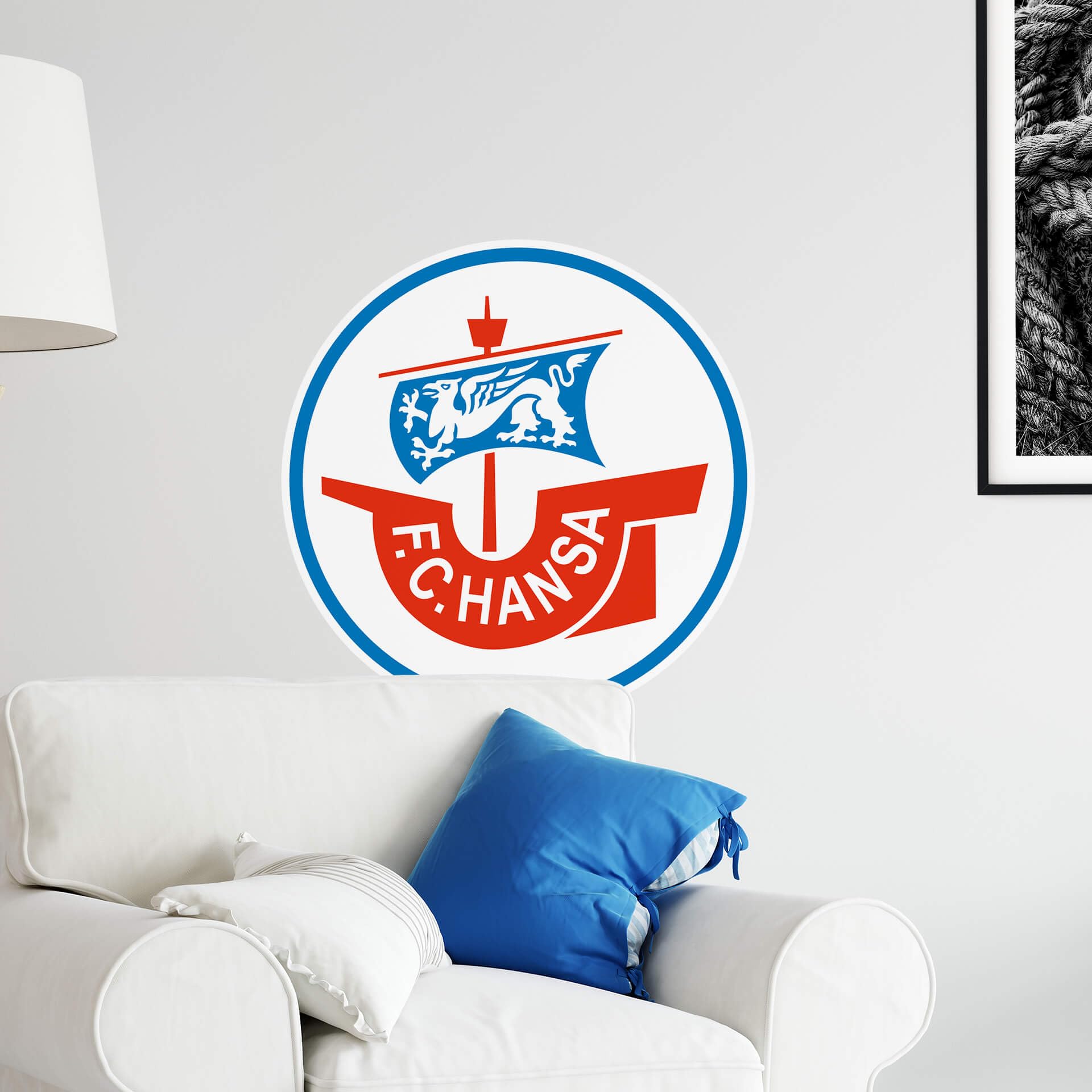 K&L Wall Art Wandtattoo Hansa Rostock Logo | Offizielle Fußball-Deko für Fanräume und Fußballzimmer (Logo, 38x38 cm)