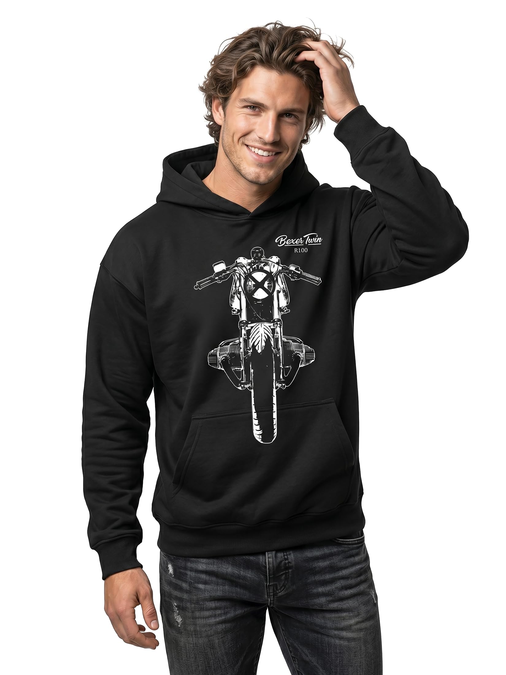 Makaya Sweat à Capuche Homme - R100 Motard Custom - Sweatshirt Sweater