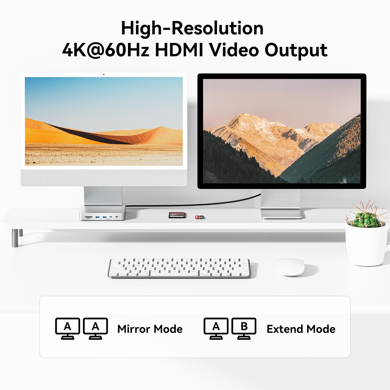 AGEEN Hub USB mejorado de 10 Gbps de 14 puertos para iMac de 24 pulgadas 2021/2023/2024 M1/M3/M4, accesorios iMac con 5 USB-A 3.2, 2 USB-C 3.2, HDMI 4K a 60Hz, Gigabit Ethernet, SD/TF, carcasa SSD