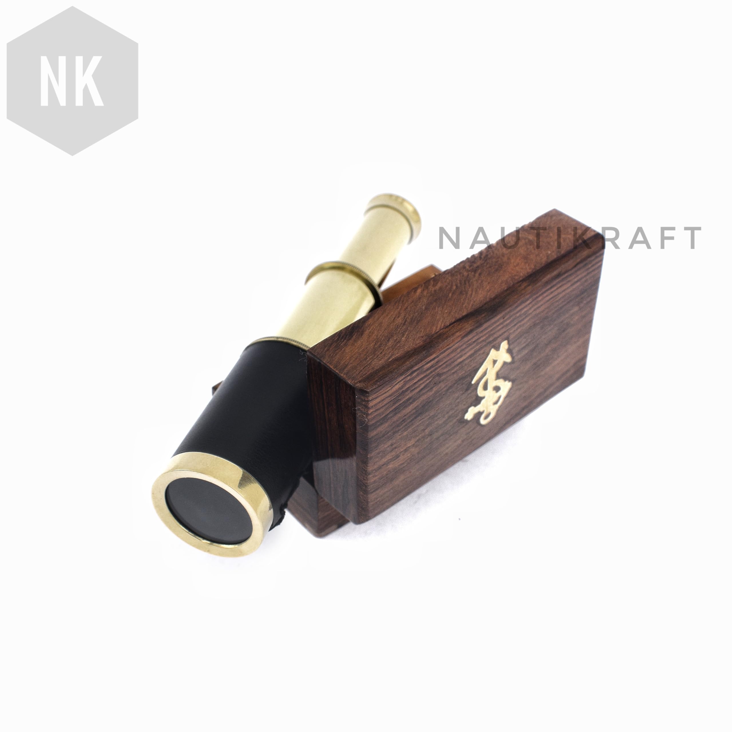 Télescope nautique en laiton de 15,2 cm avec boîte en bois fabriquée à la main | Spyglass | Navigation pirate | Article cadeau | Noir