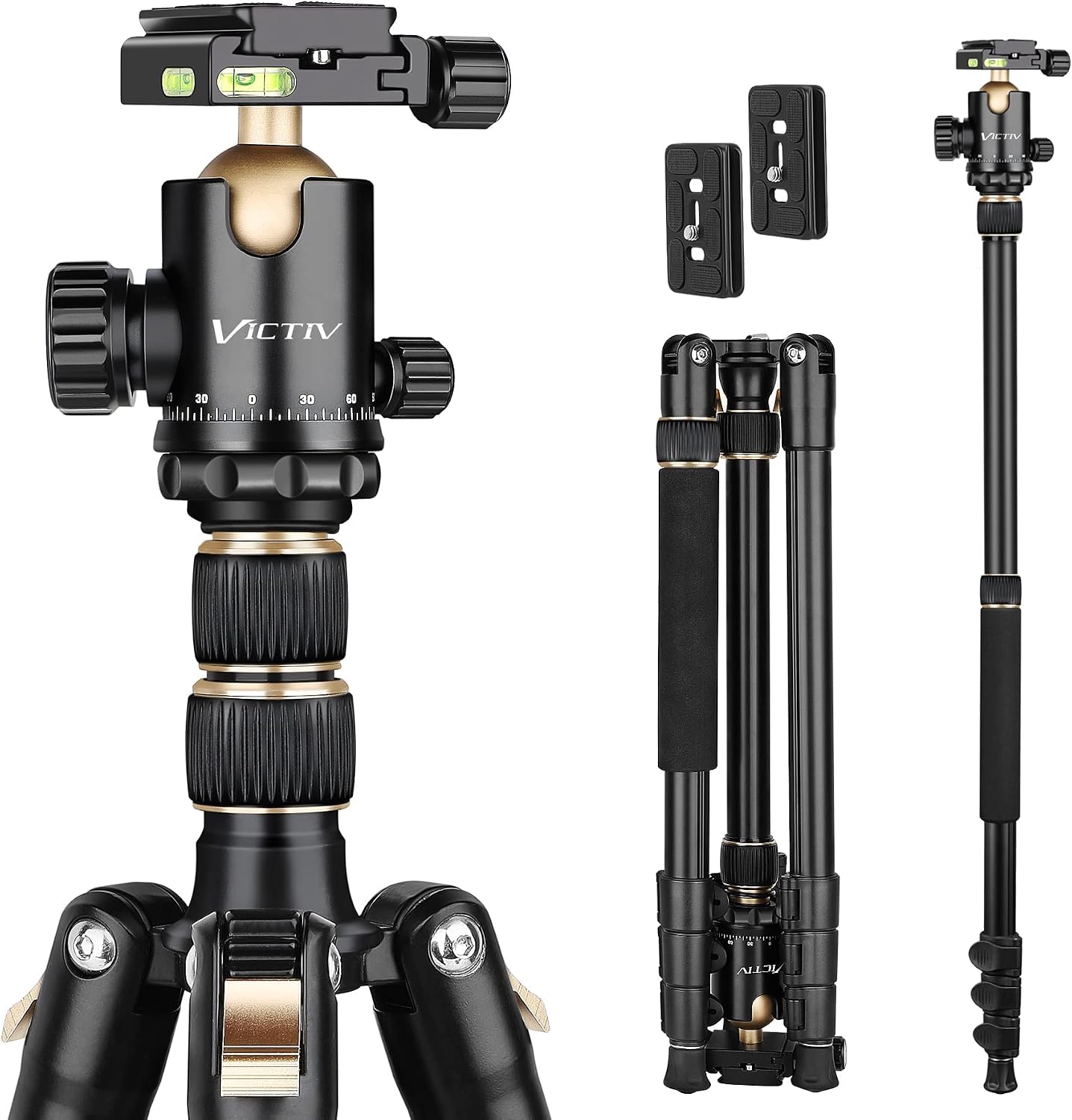 Trepied Camera VICTIV Trépied Aluiniu Pour Appareil Photo 203c Avec Onopode Stabilisateur Appareil Photo
