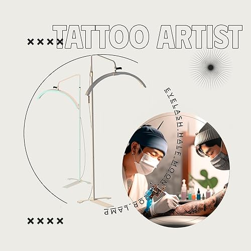 Miniatura 5 de Hi_friend Luz de suelo LED de pestañas de 26 pulgadas, lámpara de media luna para extensión de pestañas, luz de pestañas arqueadas, iluminación