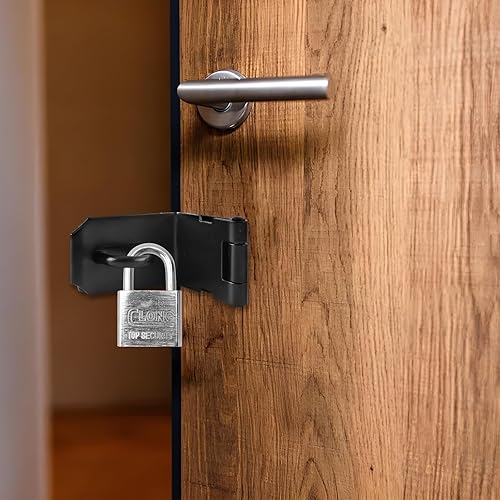 Miniatura 5 de Juego de cerrojos de 4 pulgadas para cerradura de puerta, cerradura de 90 con tornillos y candado de acero inoxidable de seguridad en ángulo recto