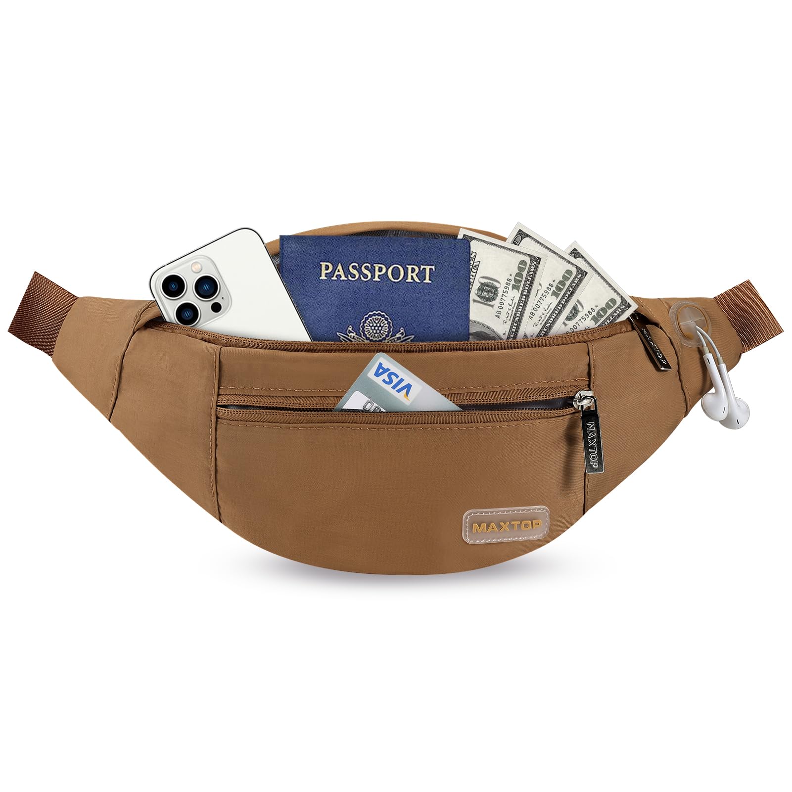 MAXTOP Bauchtasche Gürteltasche für Damen und Herren Hüfttasche Outdoor Groß Handytasche Sport Wasserdicht Laufgürtel Umhängetasche Geldgürtel für Camping Wandern Fitness Fahrrad Geschenke